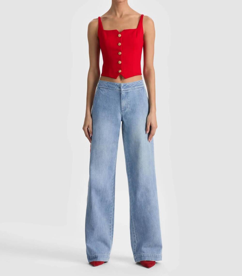 NEW ALICE + OLIVIA women's kelcey button front top in chili pepper